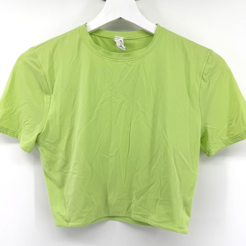 Lululemon T-Shirt All It Takes Nulu Cropped Lime Green Women Yoga Workout Tee